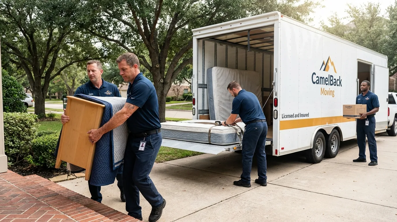Crew loading residential truck for cross-state move from Anthony, KS